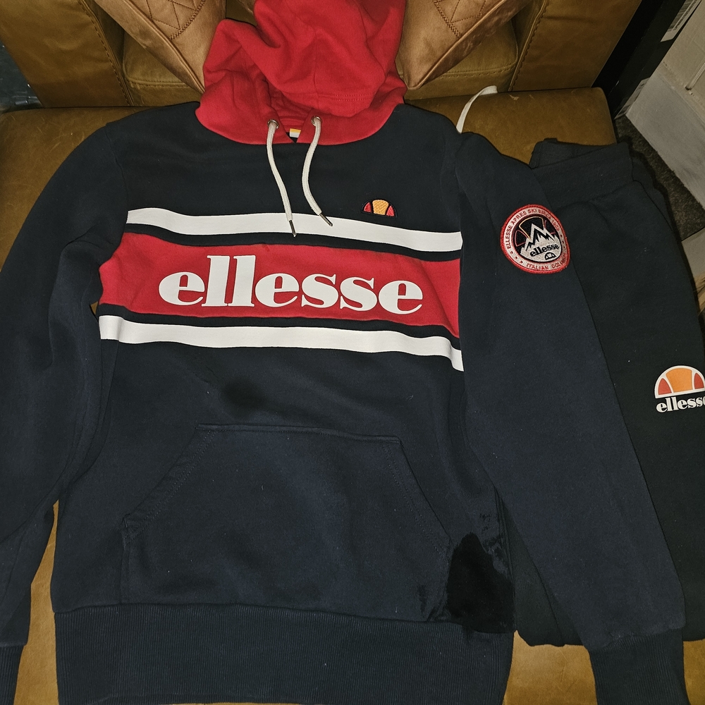 Ellesse Italian Dolemites Blue&Red Sweatsuit Hoodie and Sweatpants RARE! $80